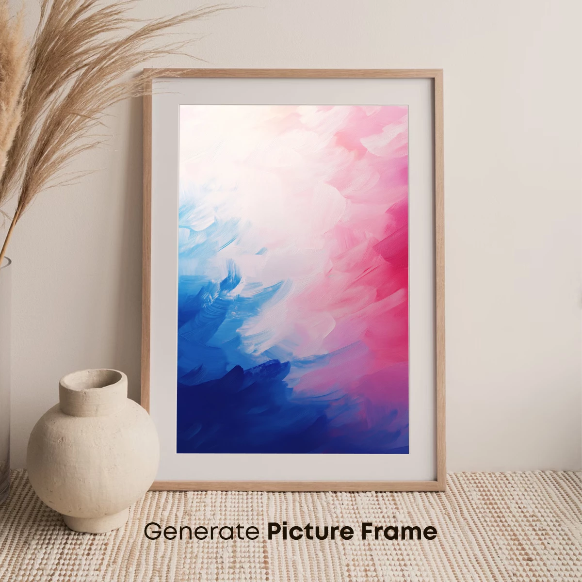 Abstract Brushstroke Symphony: Blue and Pink Harmony - Image 7