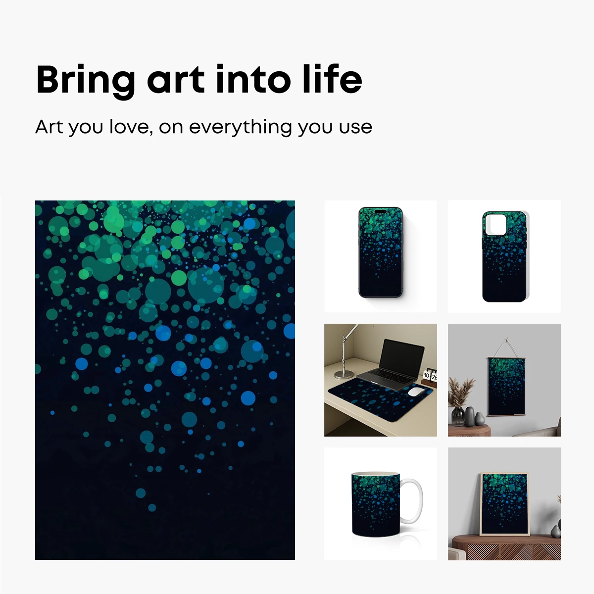 Aquatic Nebula: Teal and Blue Dot Constellation - Image 2