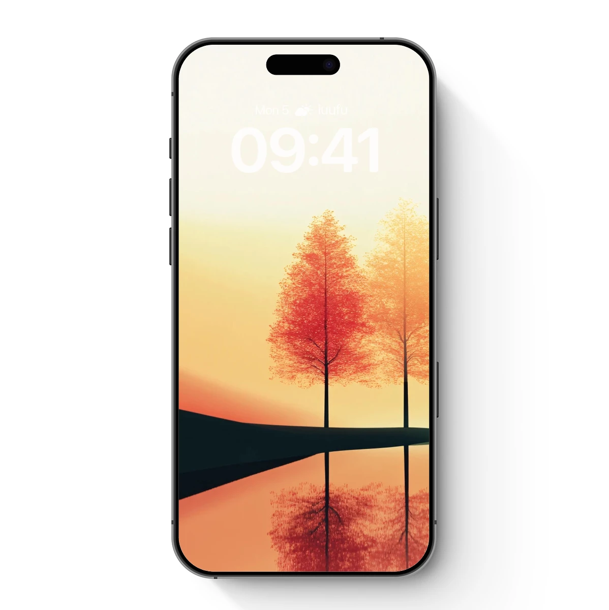 Autumn Reflections: Twin Trees in Serene Sunset