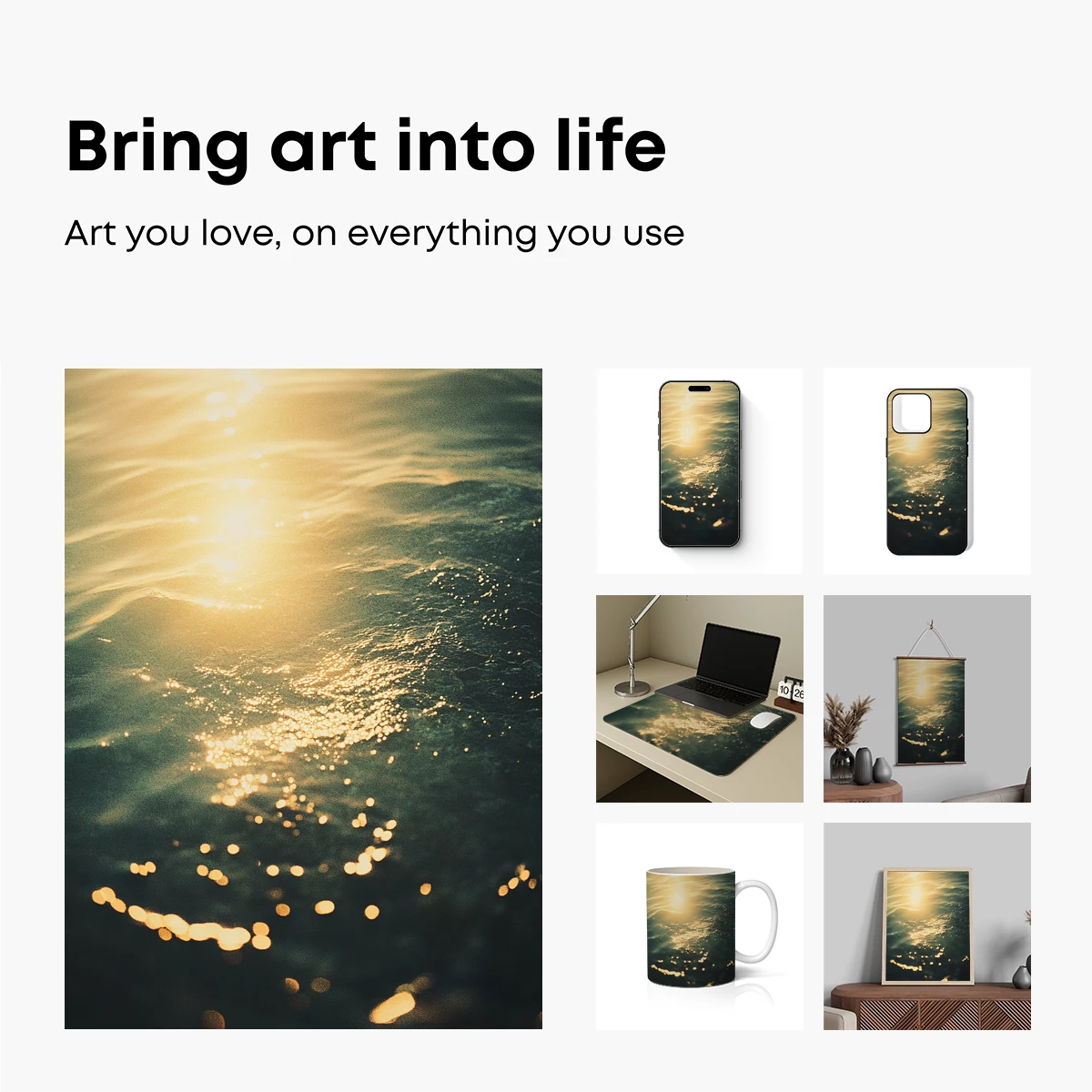 Golden Ripple Symphony: Sunlit Water Reflections - Image 2