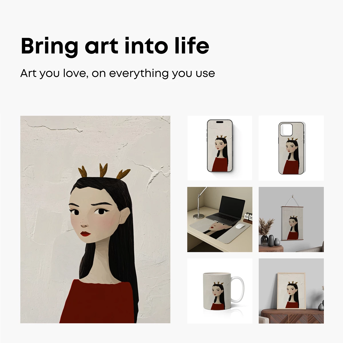 Deer-Horned Muse in Crimson - Image 2