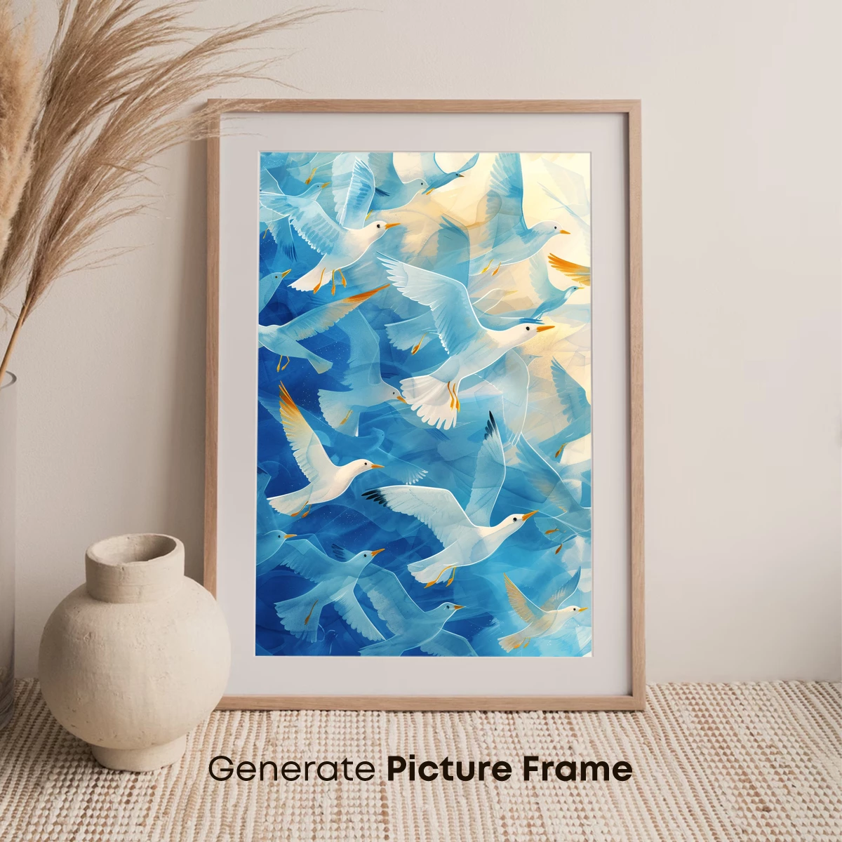 Ethereal Seagull Symphony: Watercolor Flight - Image 7