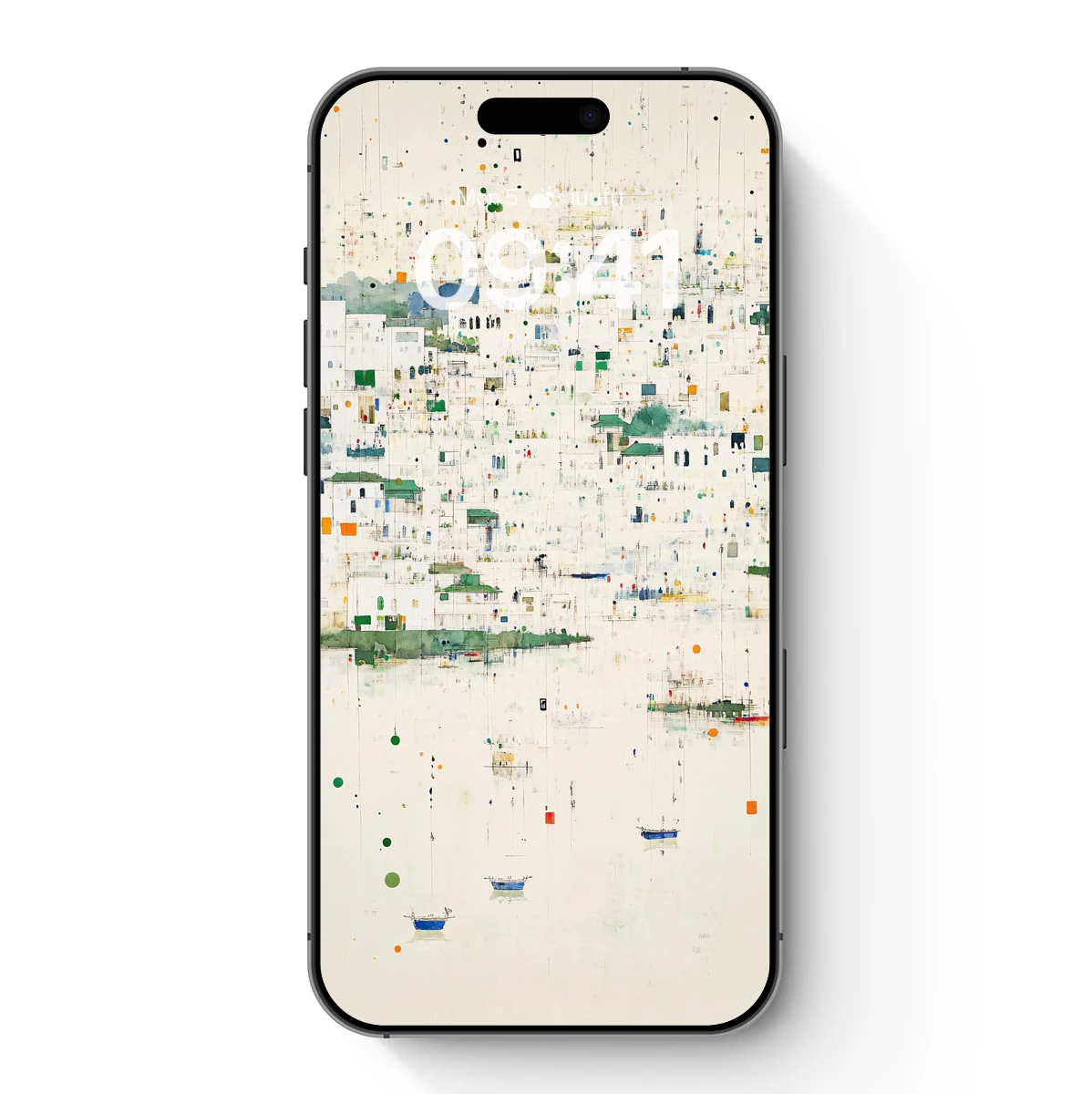 Dot Matrix Village: Abstract Coastal Serenity