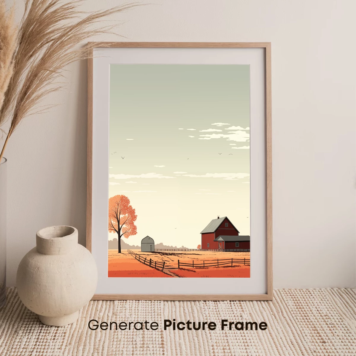 Autumn Farm Serenity: Rustic Red Barns and Golden Fields - Image 7