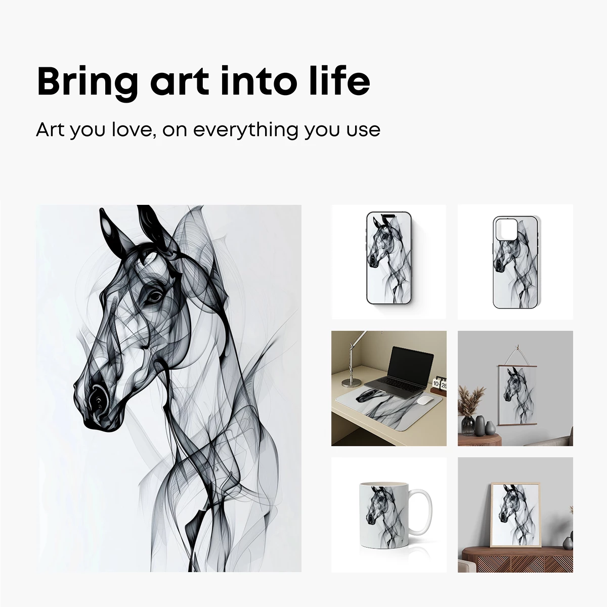 Ethereal Equine: Smoke-Formed Horse Portrait - Image 2