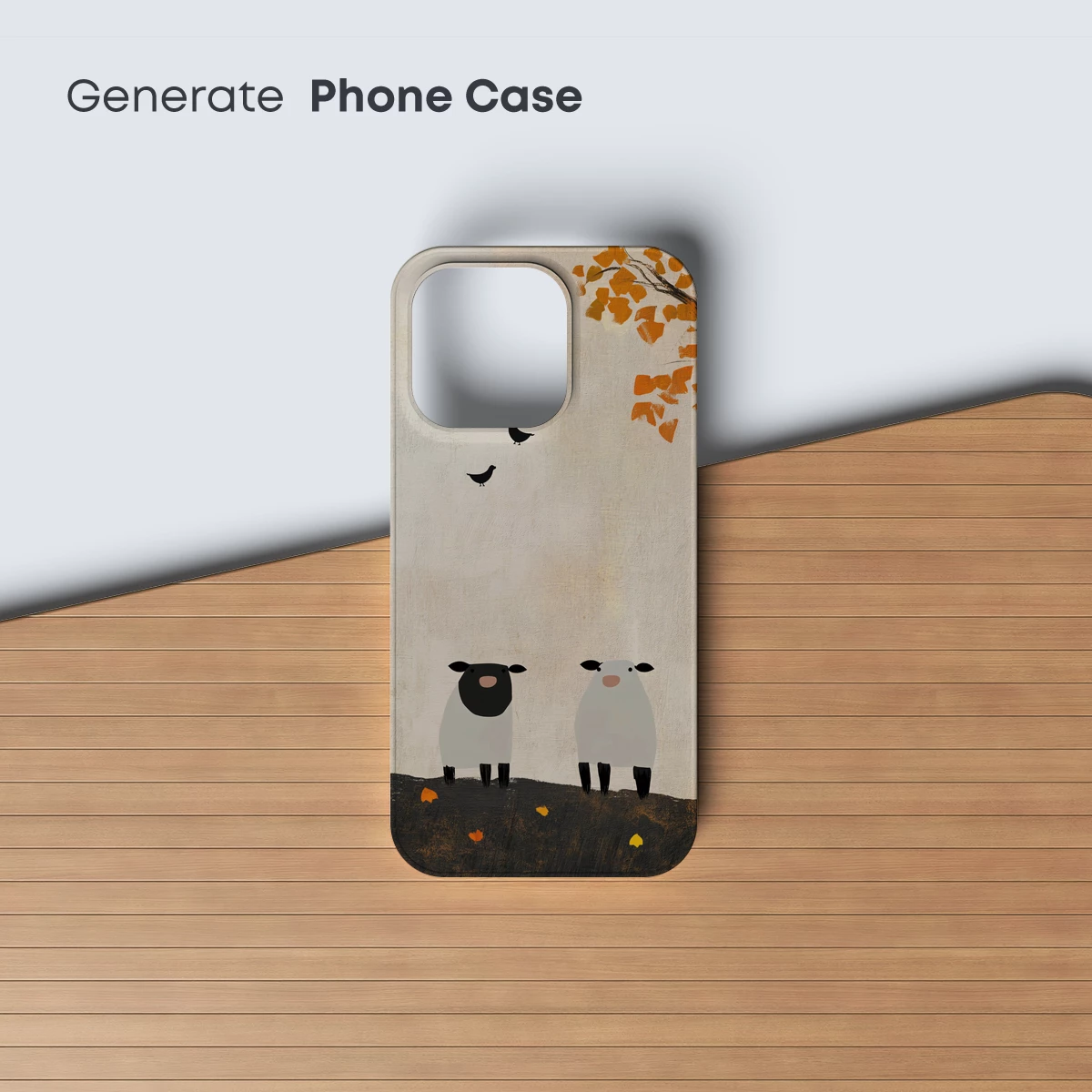 Autumnal Sheep Serenade: Minimalist Farm Harmony - Image 3