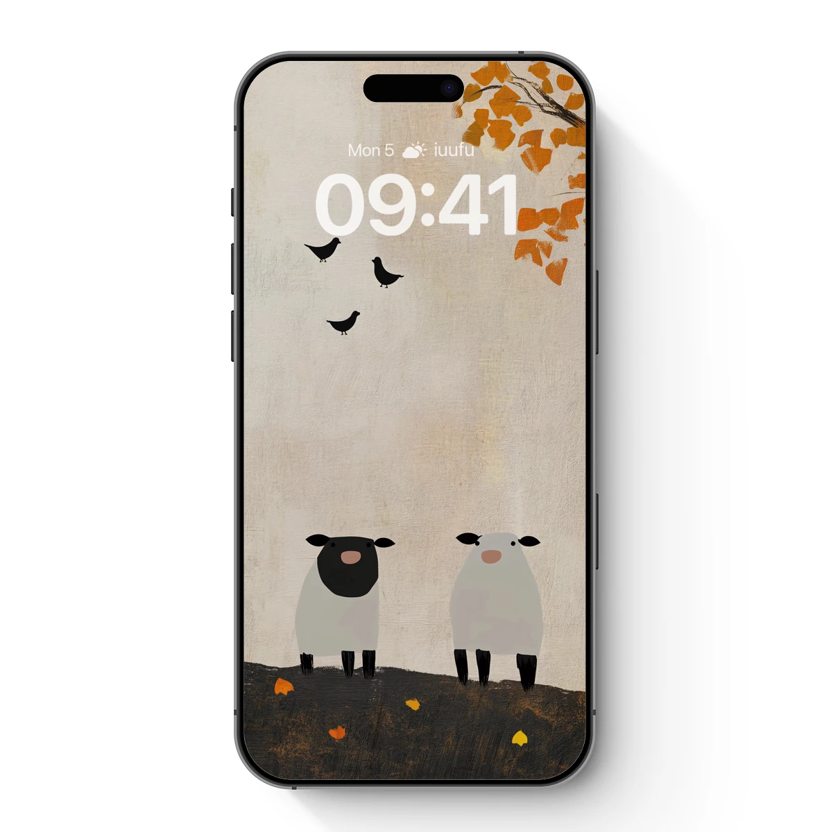 Autumnal Sheep Serenade: Minimalist Farm Harmony