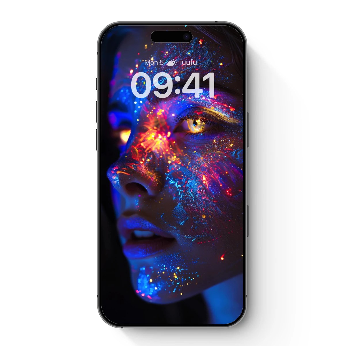 Cosmic Face Art: Neon Stardust Glow