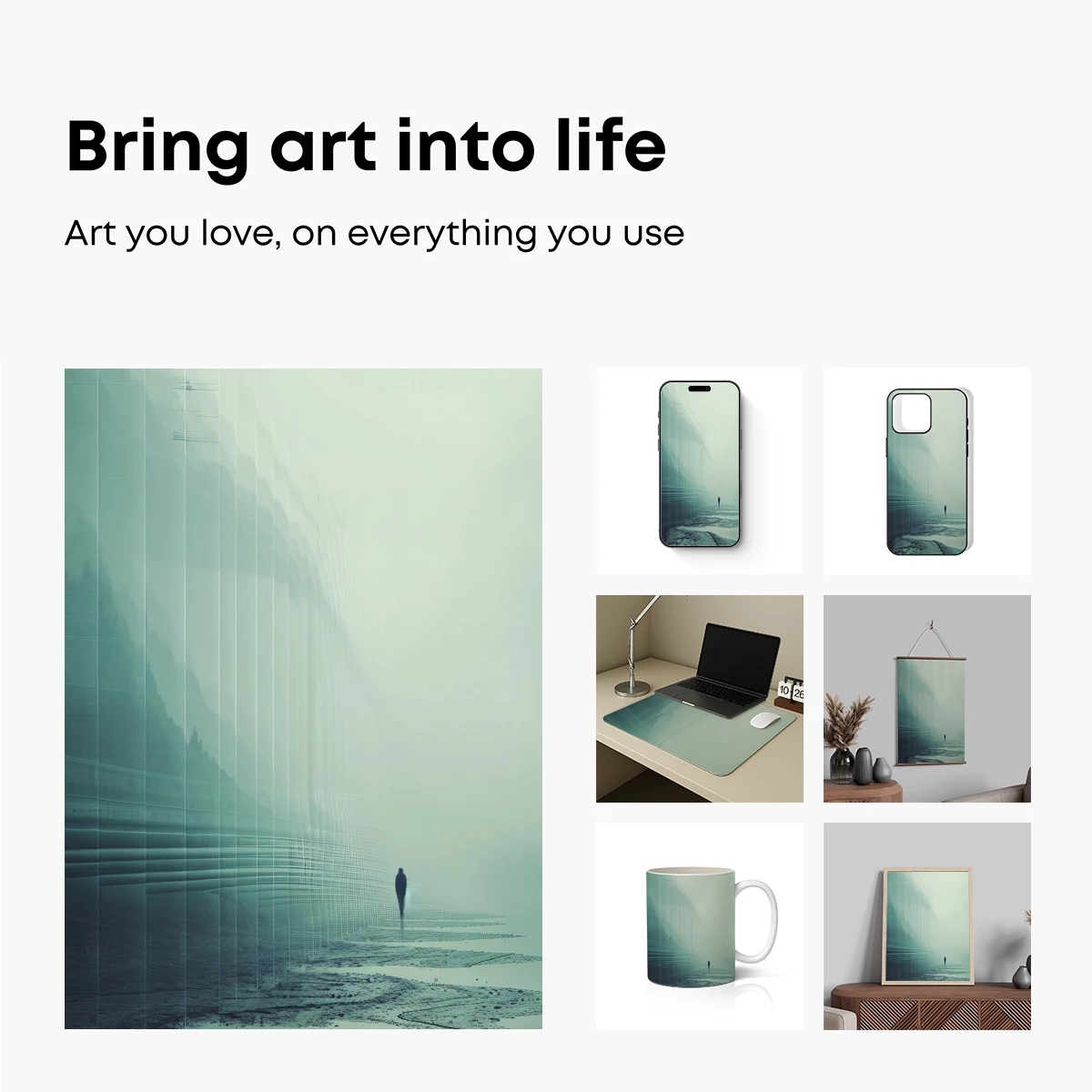 Foggy Solitude: A Lone Figure in Abstract Grids - Image 2