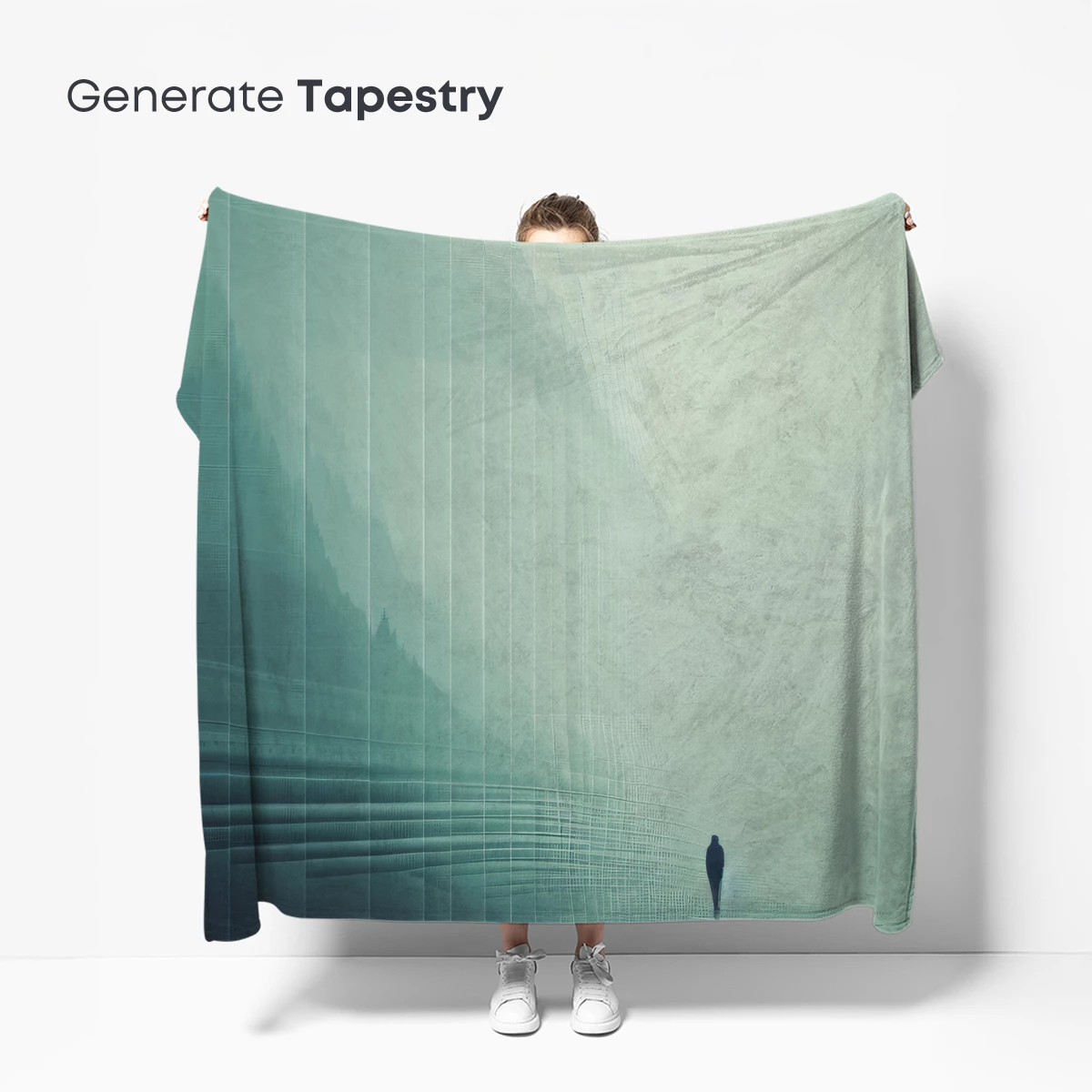 Foggy Solitude: A Lone Figure in Abstract Grids - Image 5