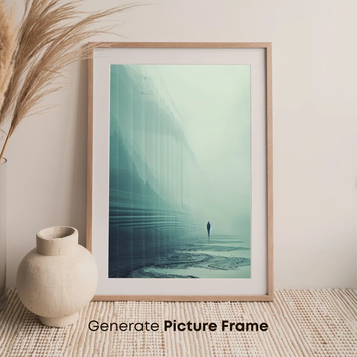 Foggy Solitude: A Lone Figure in Abstract Grids - Image 7