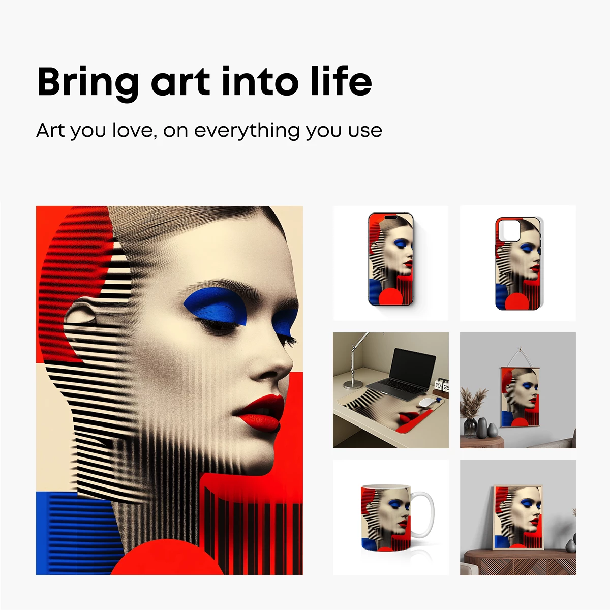 Geometric Face Art: Bold Stripes and Electric Colors
