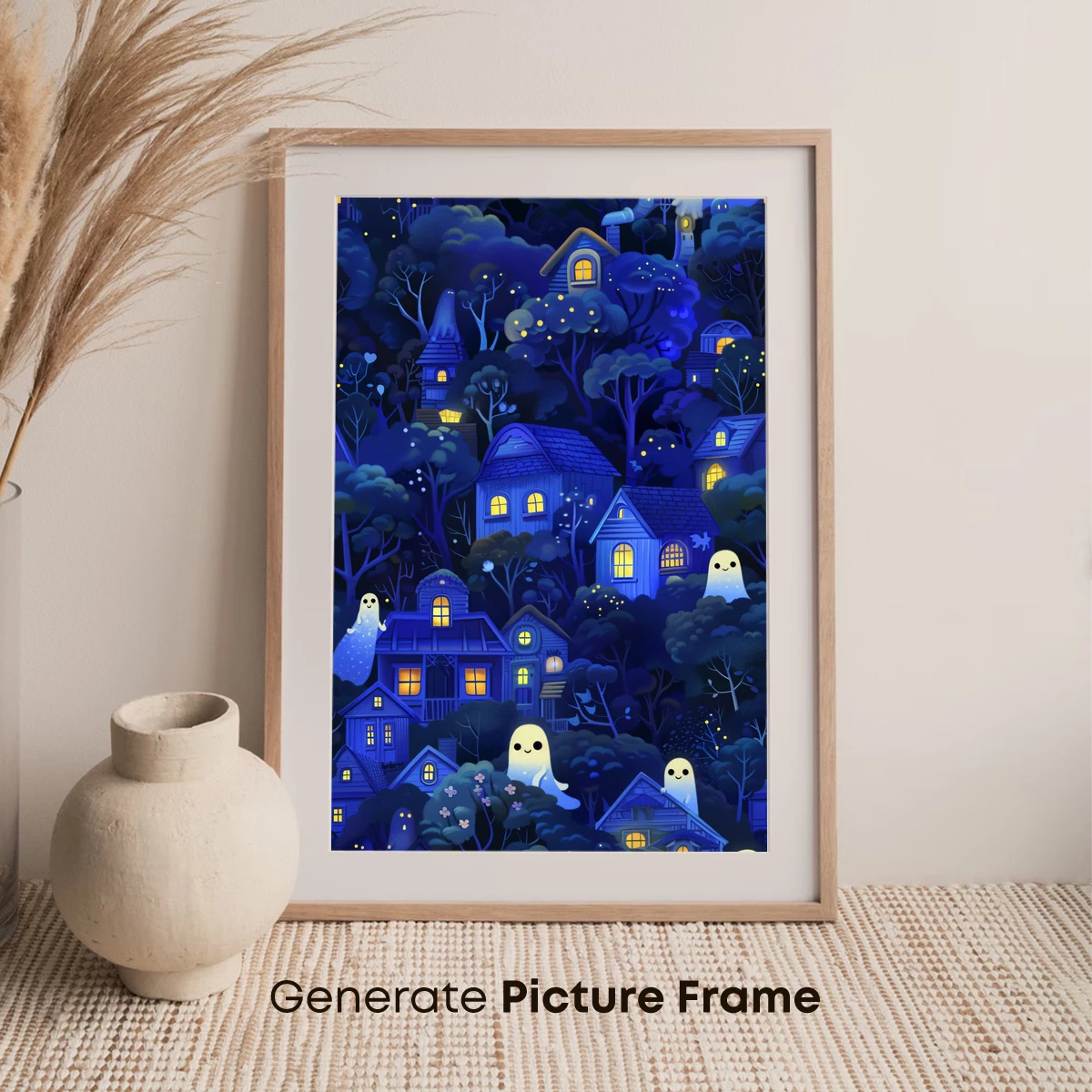 Enchanted Night Village with Ghostly Friends - Image 7