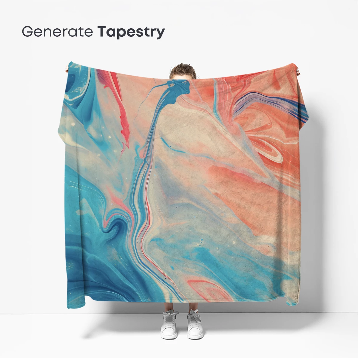 Fluid Dreamscape: Abstract Swirls in Coral and Teal - Image 5