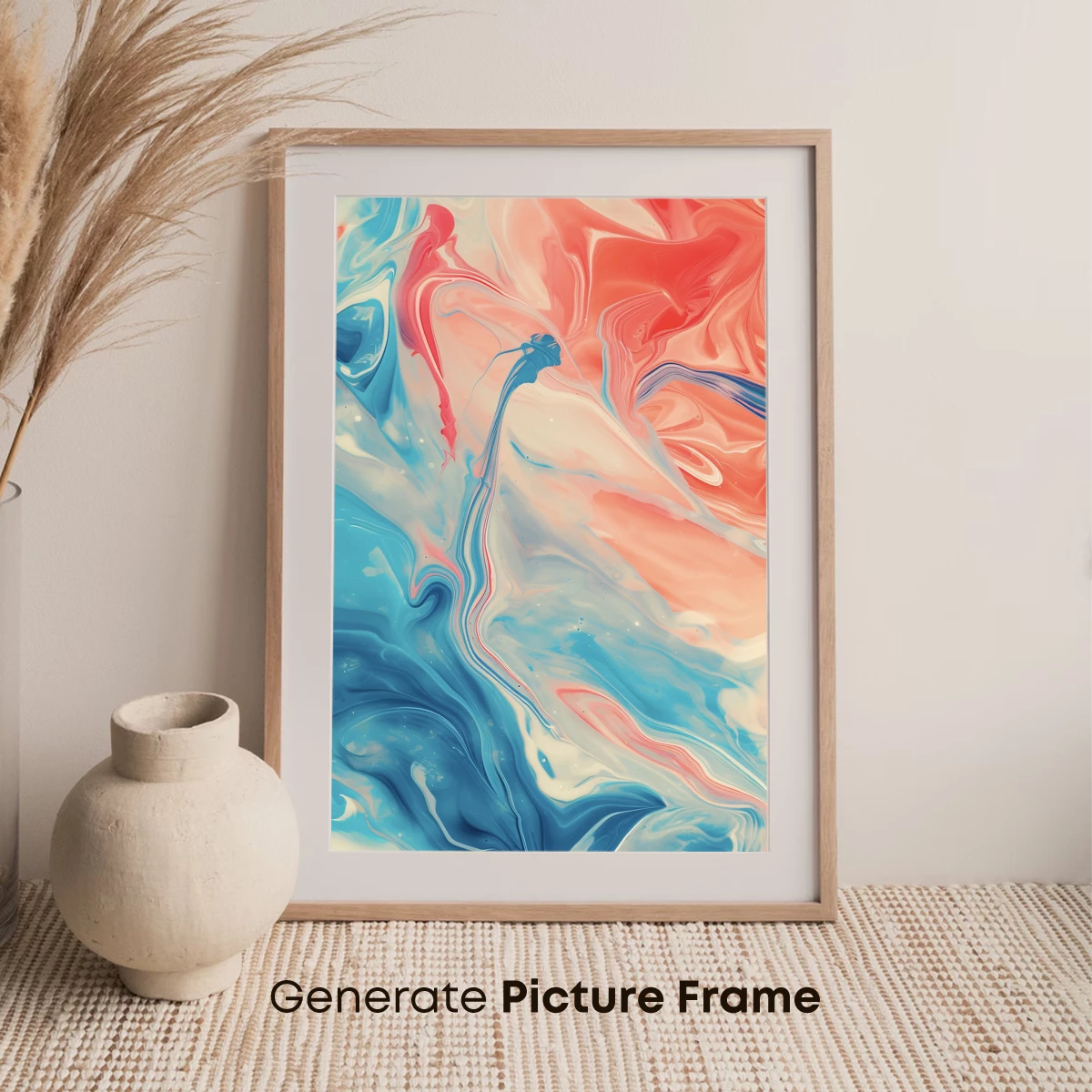Fluid Dreamscape: Abstract Swirls in Coral and Teal - Image 7