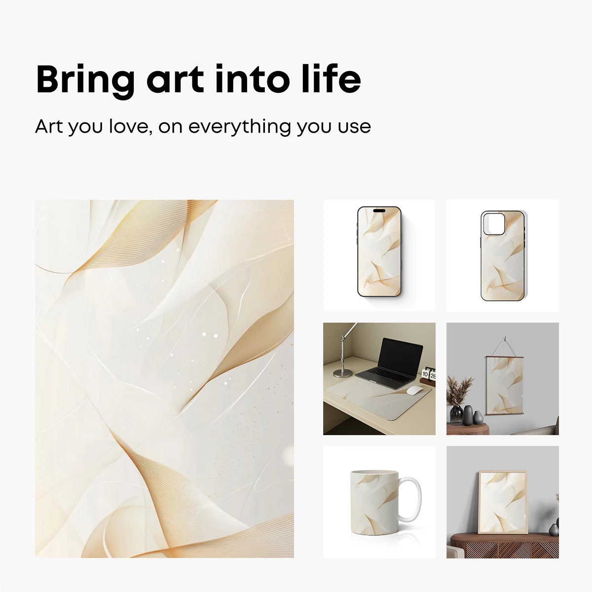 Elegant Flow: Golden Whispers in White - Image 2