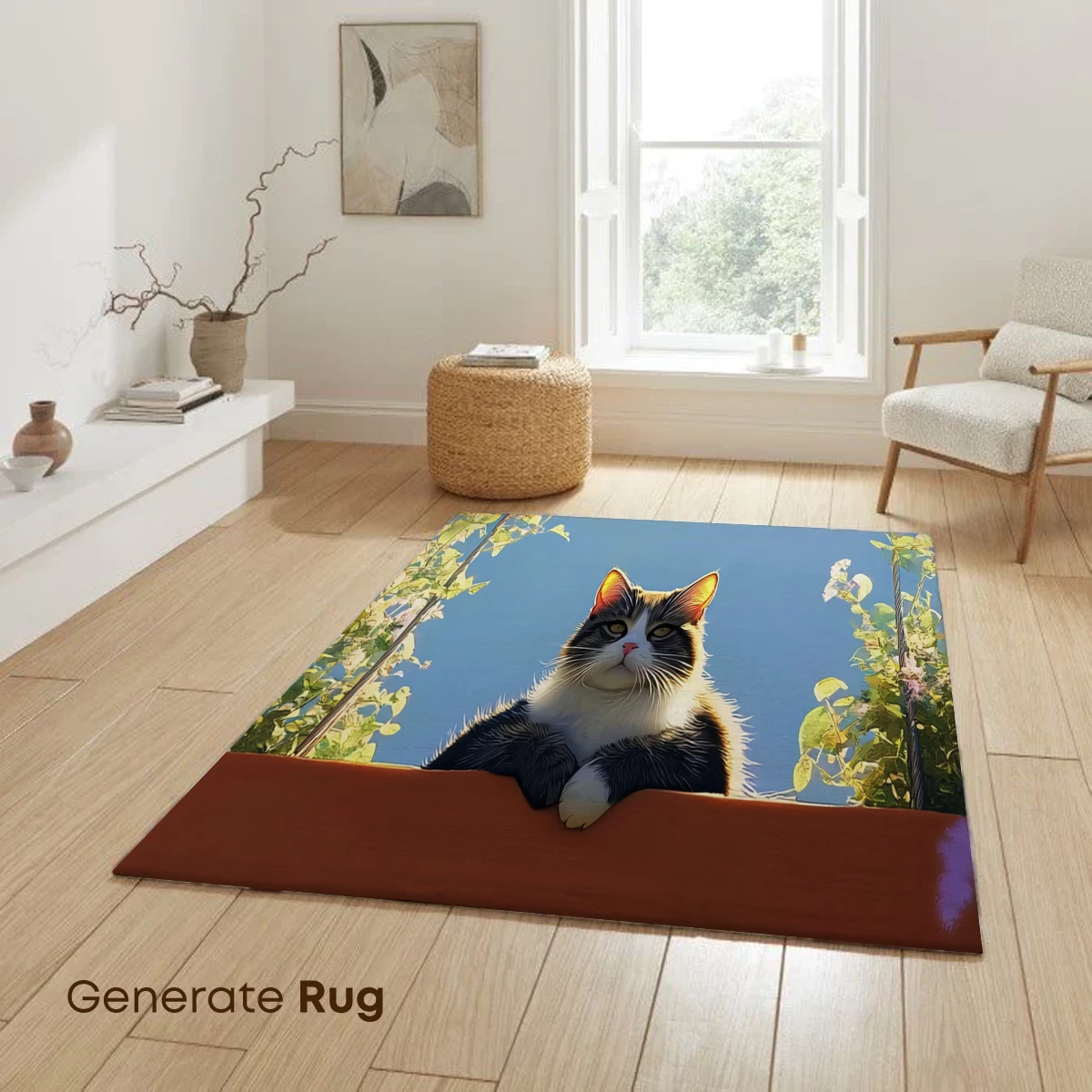 Curious Cat in Floral Haven - Image 6
