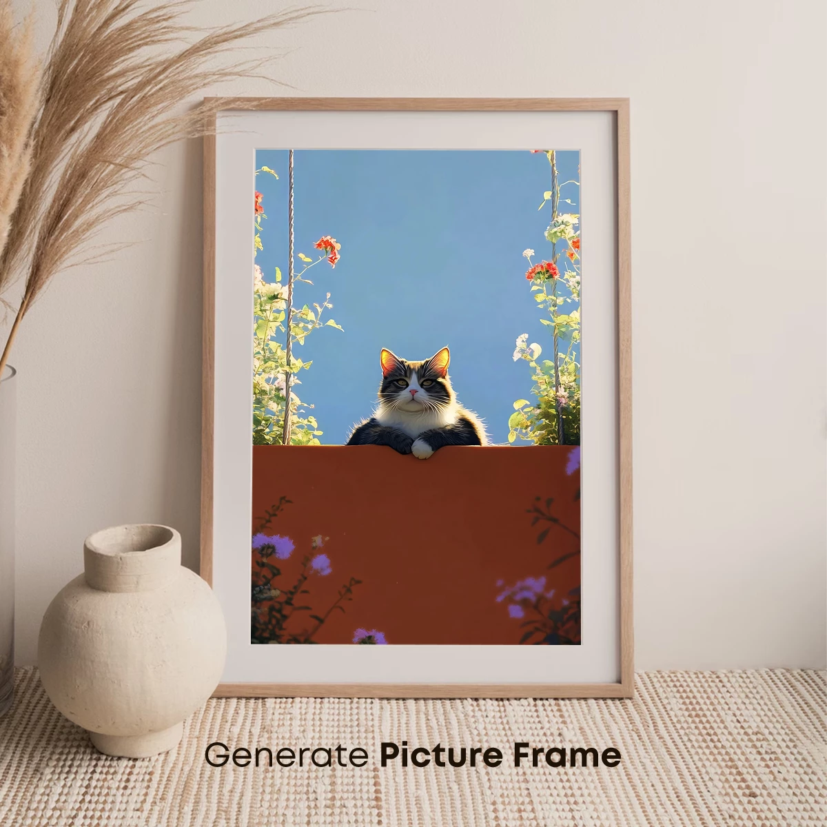 Curious Cat in Floral Haven - Image 7