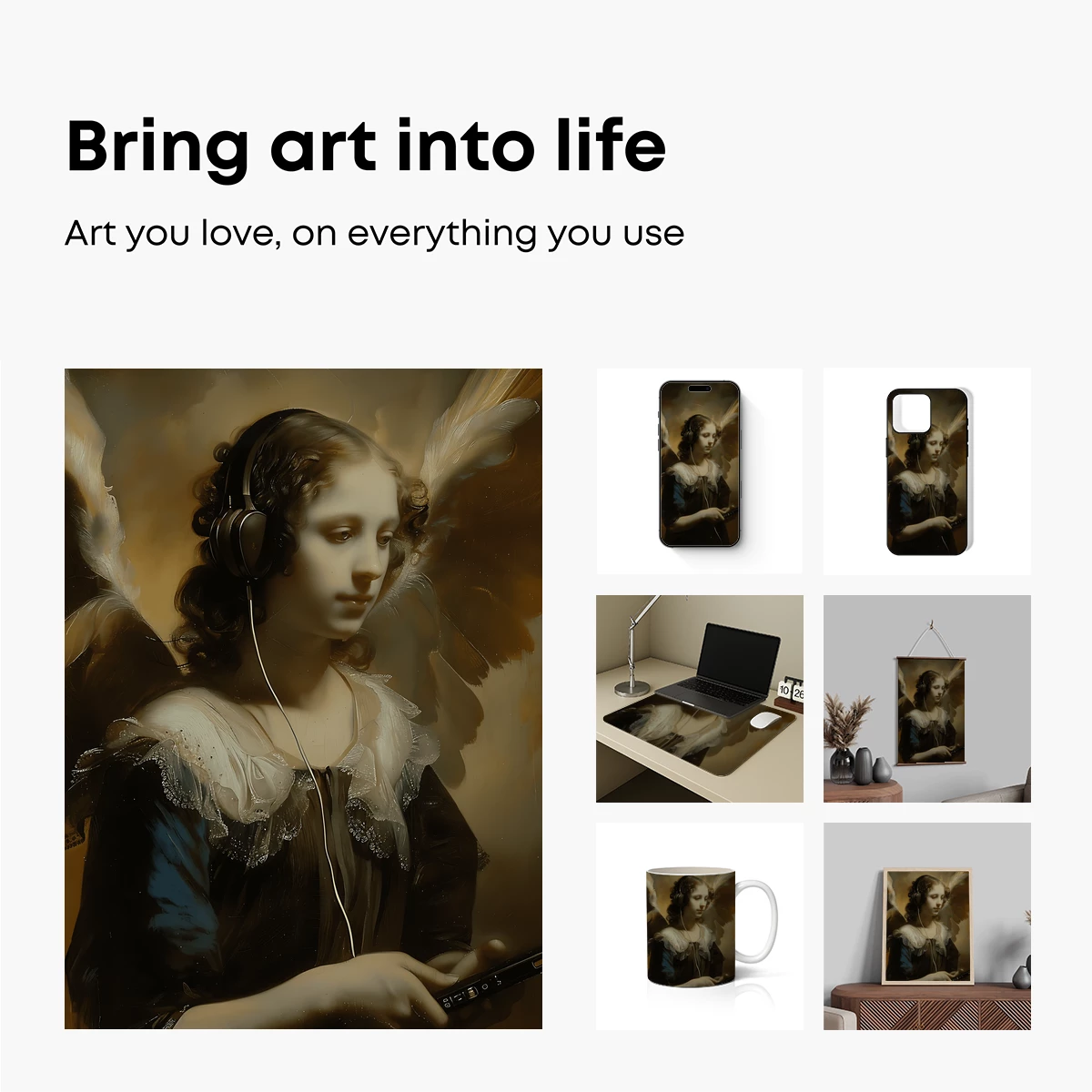 Baroque Angel with Modern Headphones - Image 2