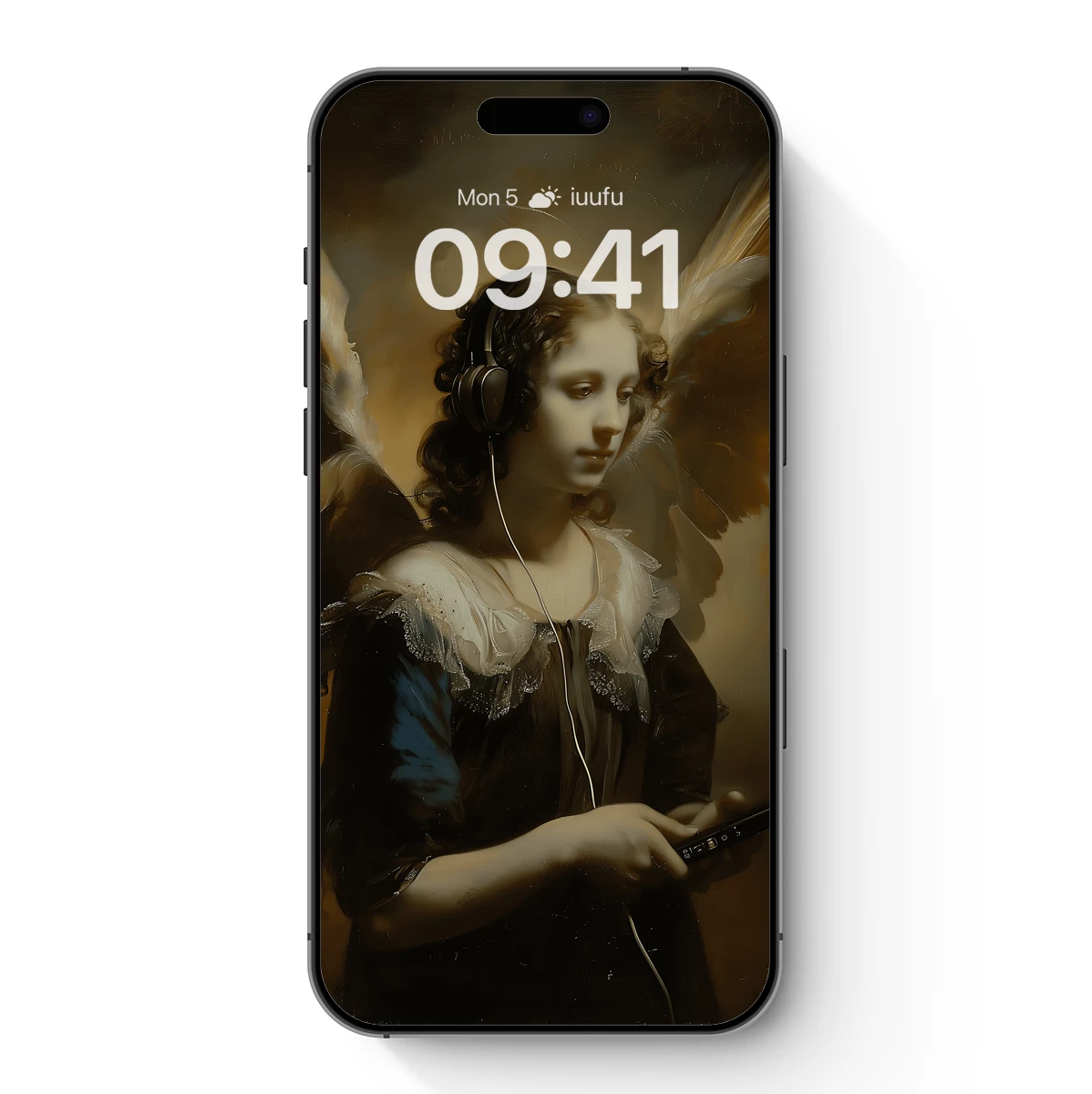 Baroque Angel with Modern Headphones Baroque Angel with Modern Headphones