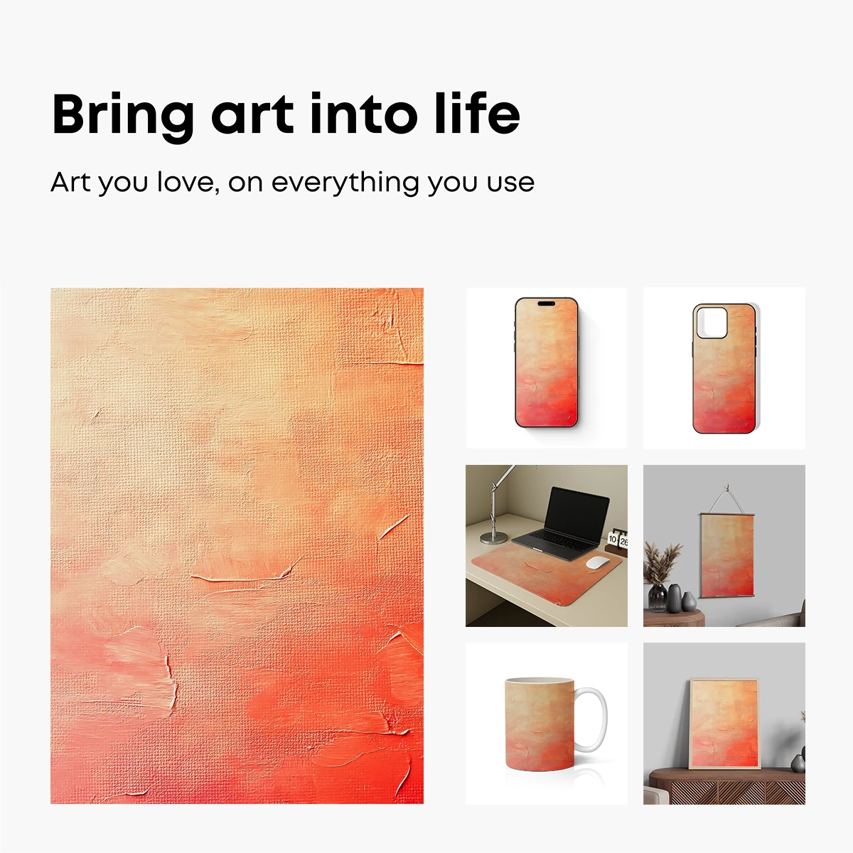Coral Gradient Canvas: Textured Artistry - Image 2