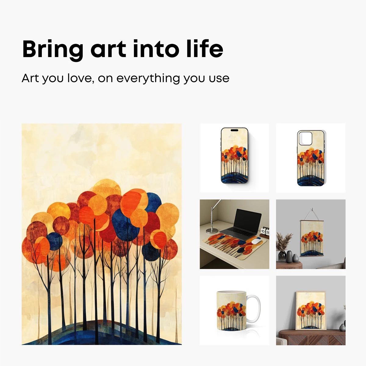 Autumnal Canopy: Abstract Trees in Warm Hues - Image 2