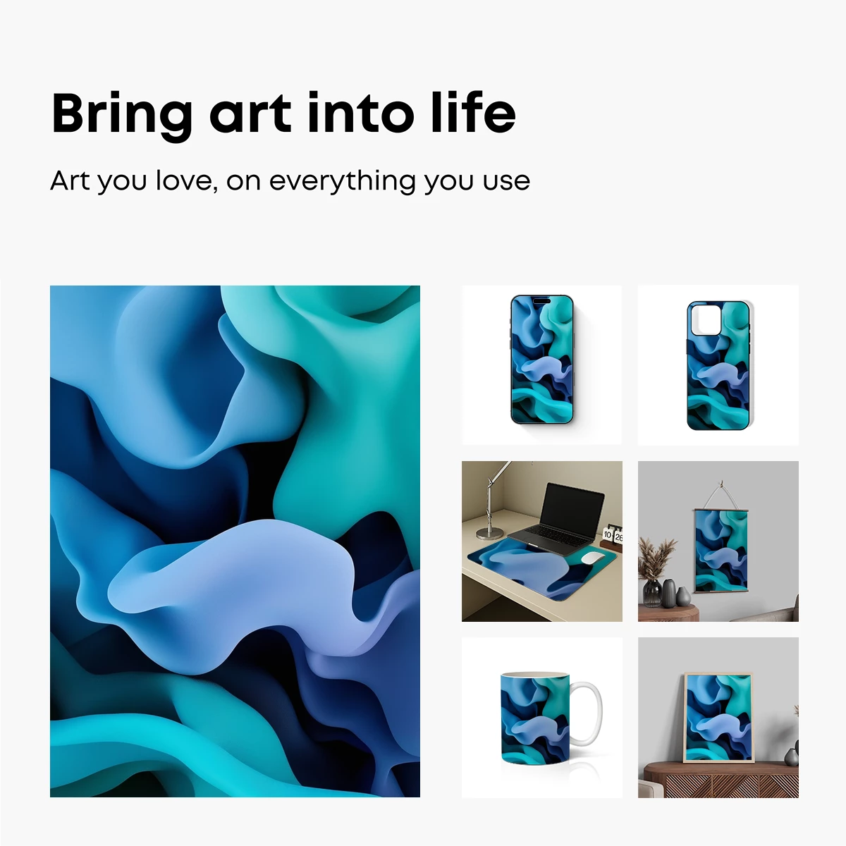 Fluid Azure Dreams: Abstract Waves in Motion - Image 2