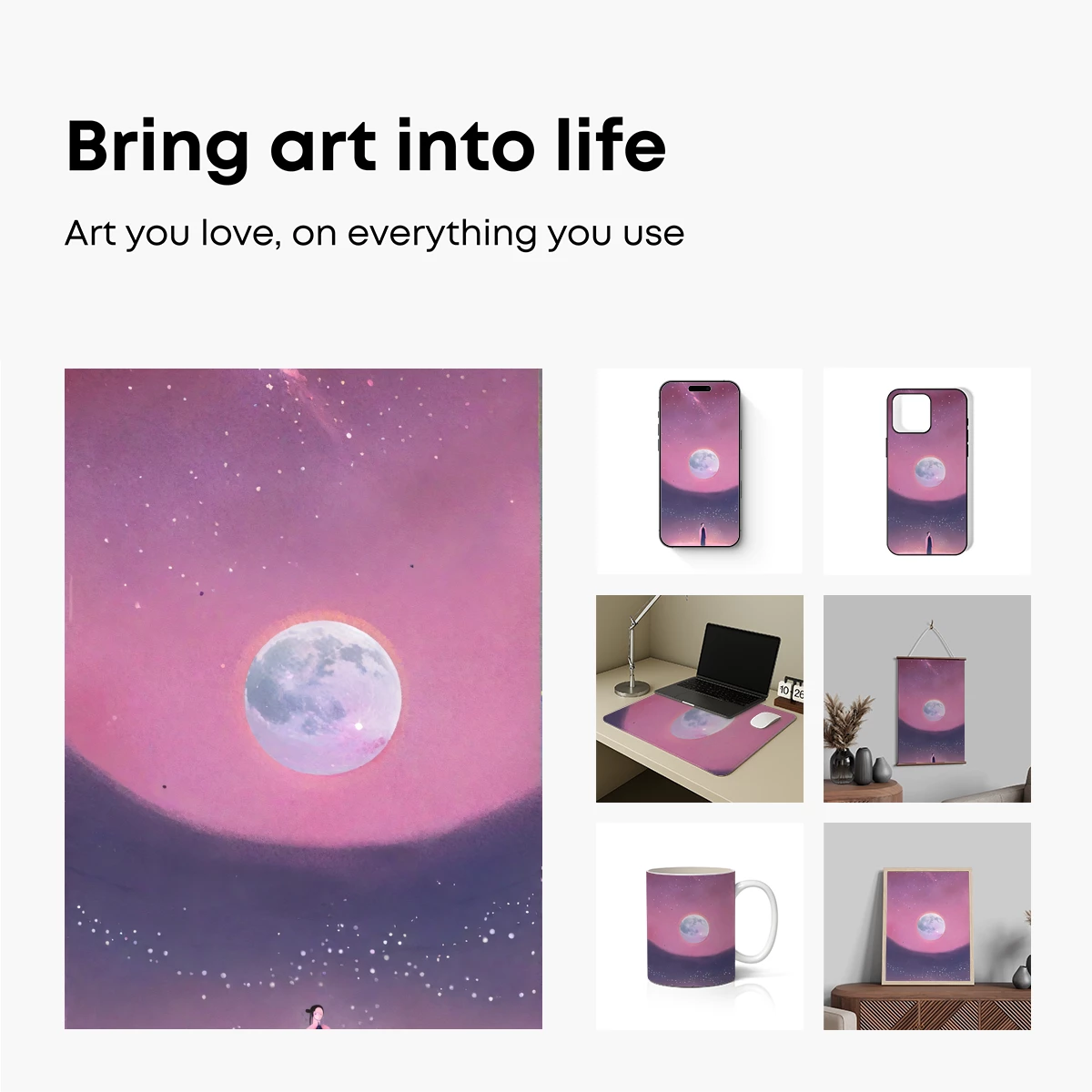 Ethereal Moon Gaze: A Solitary Figure Under Celestial Splendor - Image 2