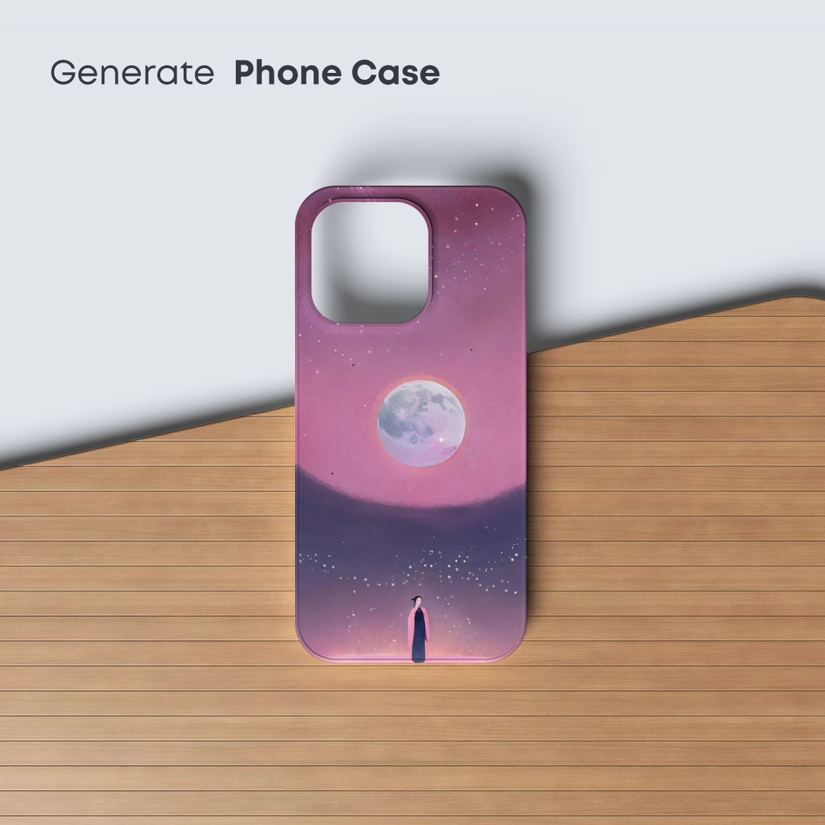 Ethereal Moon Gaze: A Solitary Figure Under Celestial Splendor - Image 3