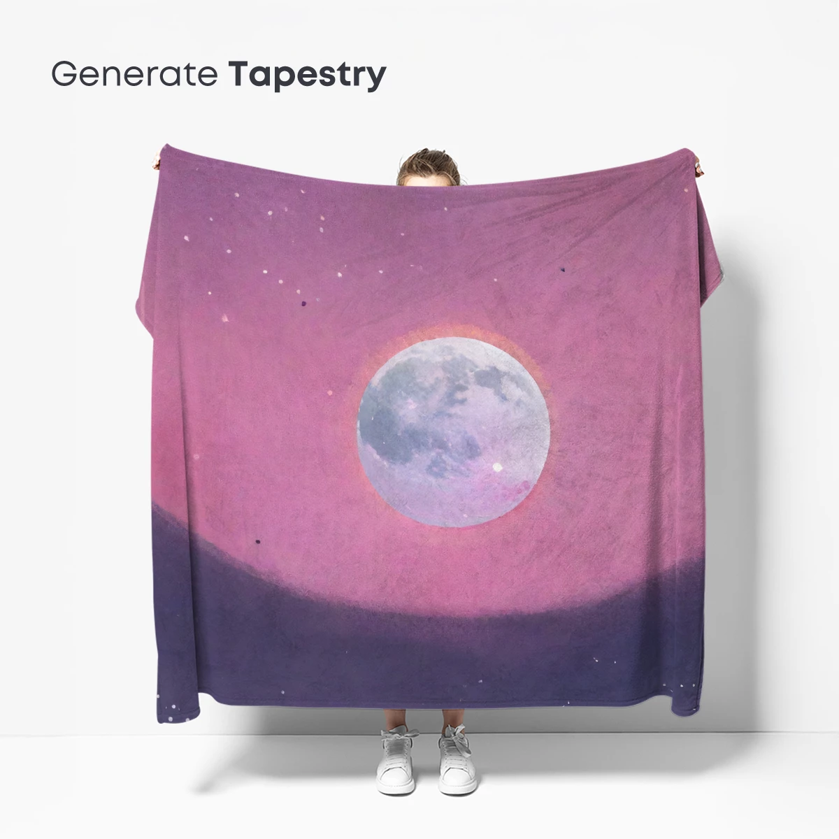 Ethereal Moon Gaze: A Solitary Figure Under Celestial Splendor - Image 5