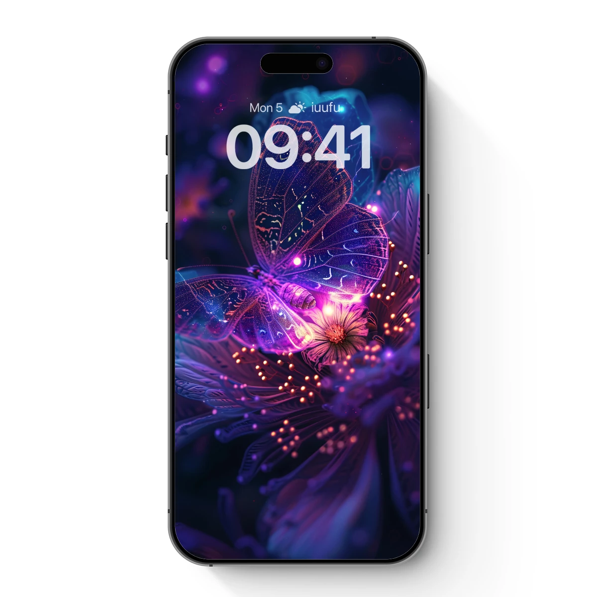 Luminous Butterfly in Neon Bloom