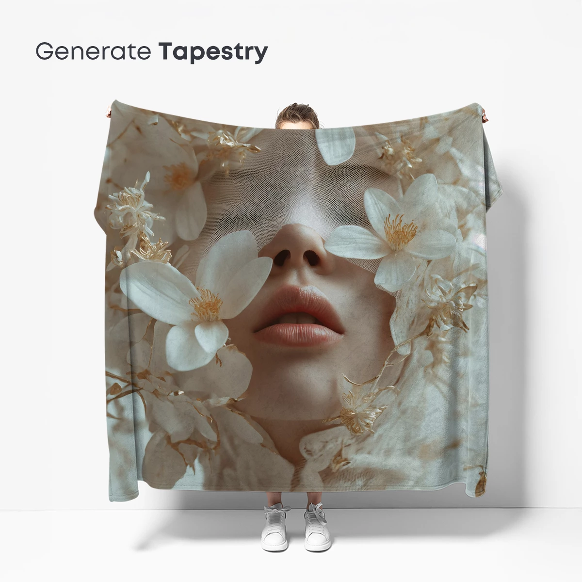 Ethereal Floral Veil: A Blossom-Hidden Portrait - Image 5