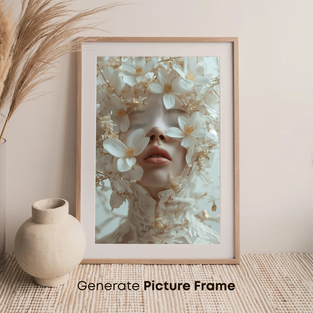 Ethereal Floral Veil: A Blossom-Hidden Portrait - Image 7