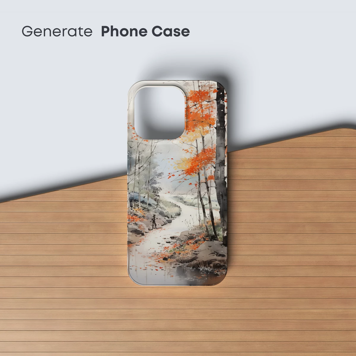 Autumnal Serenity: A Watercolor Forest Path - Image 3