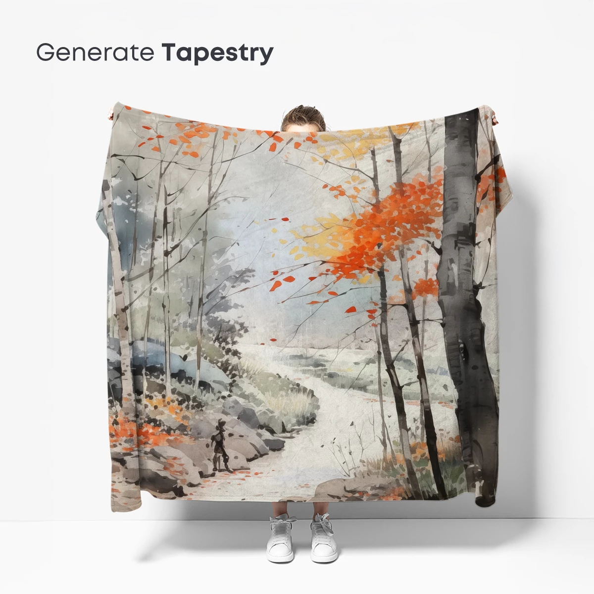 Autumnal Serenity: A Watercolor Forest Path - Image 5