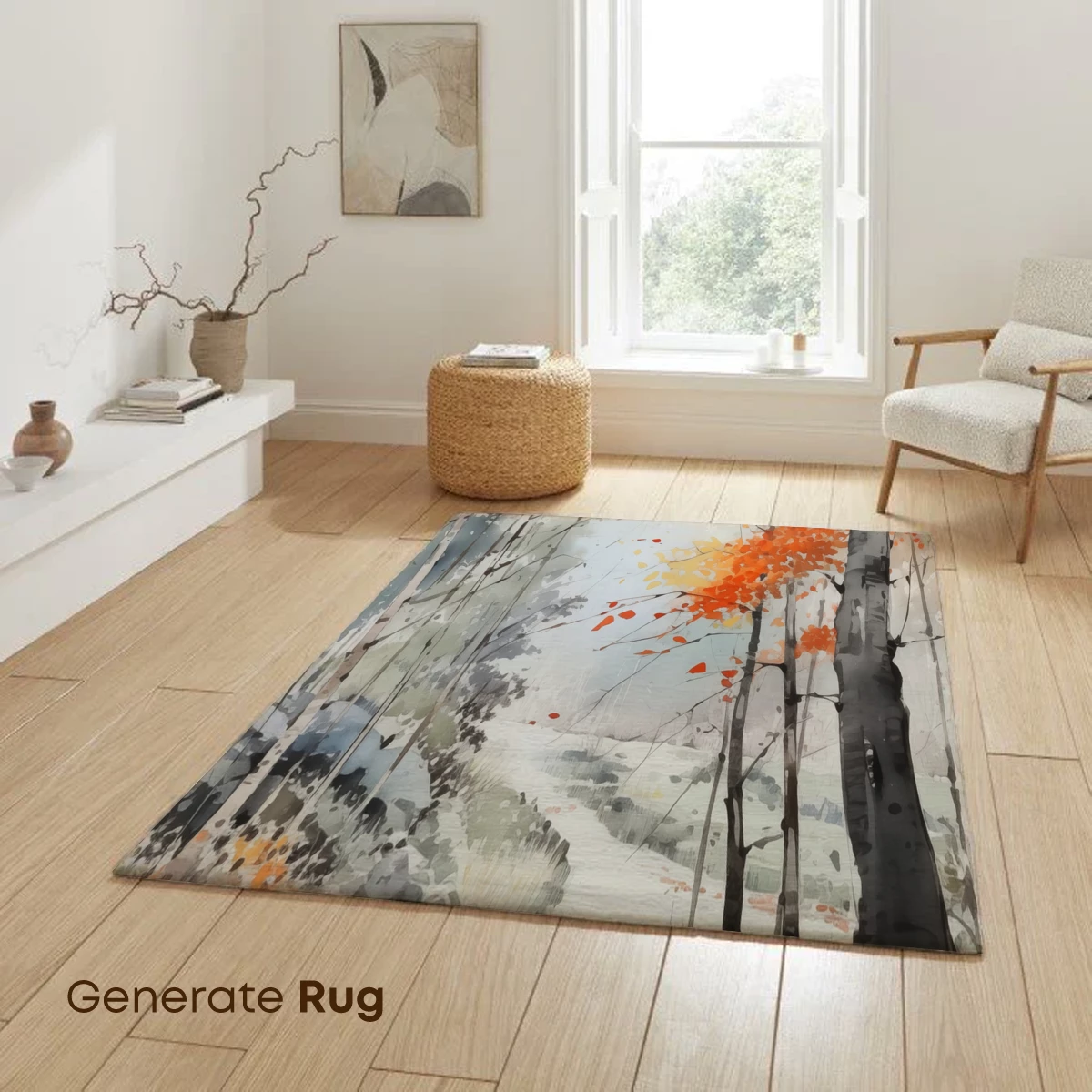 Autumnal Serenity: A Watercolor Forest Path - Image 6