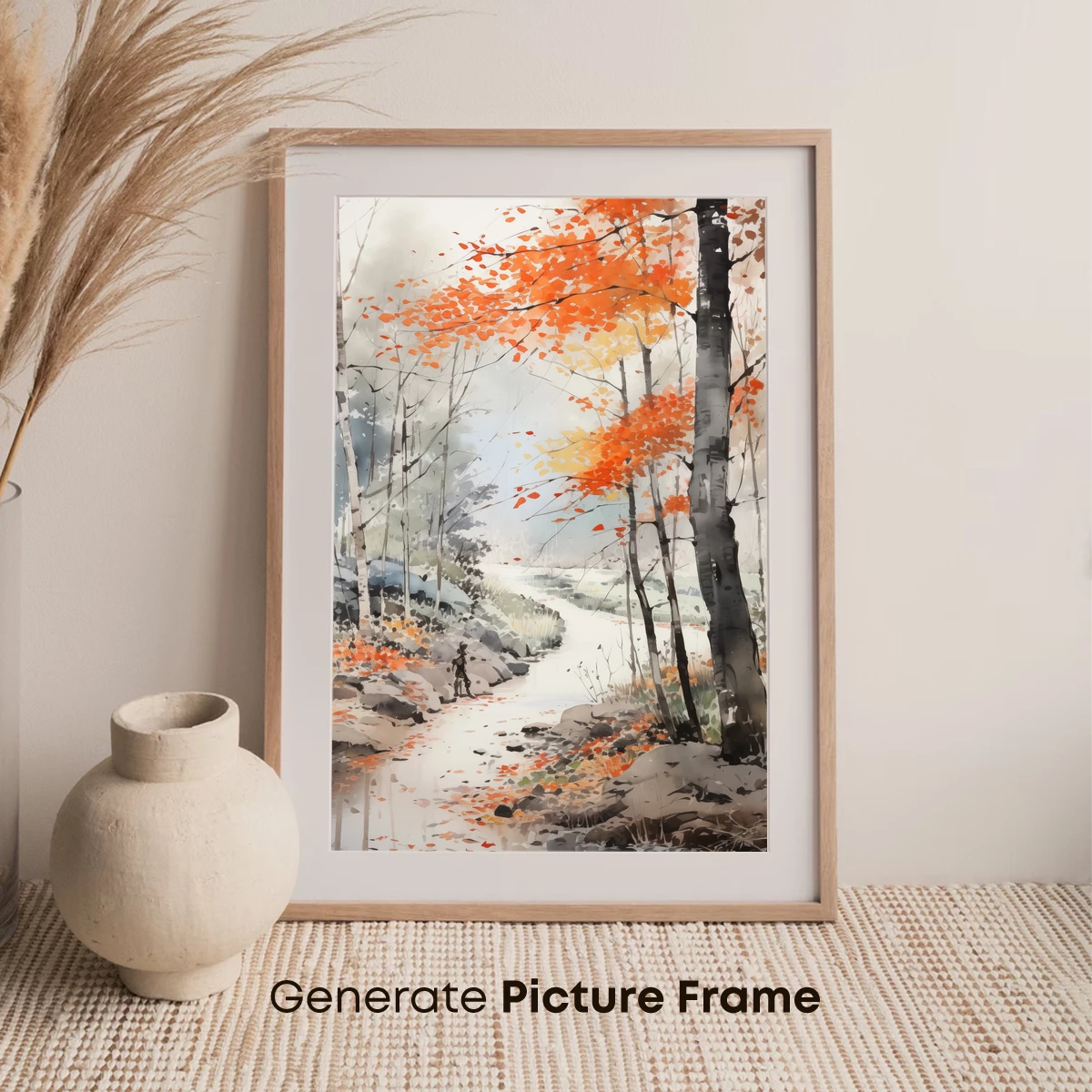 Autumnal Serenity: A Watercolor Forest Path - Image 7