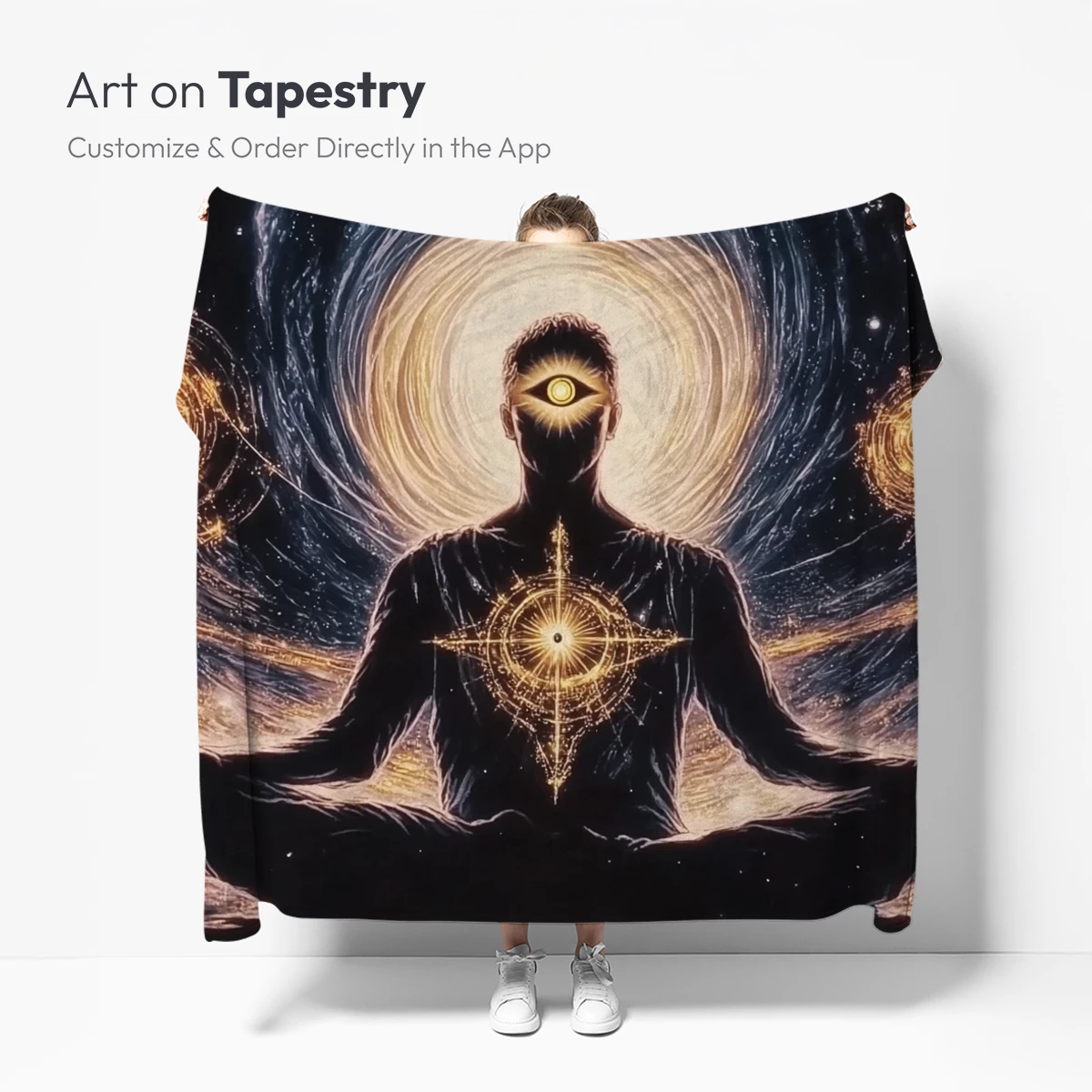 Cosmic Meditator: Illuminated by Celestial Spirals - Image 5