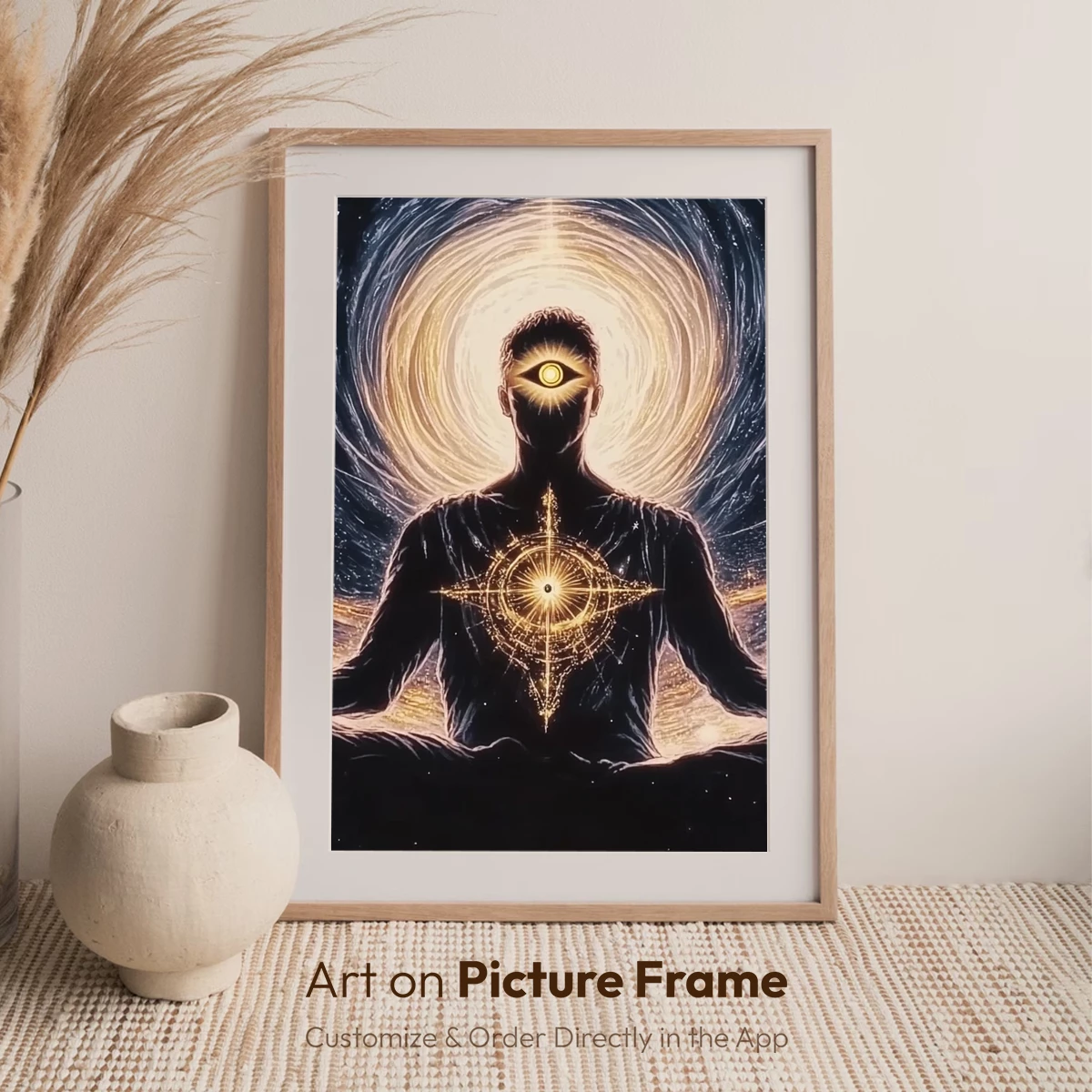 Cosmic Meditator: Illuminated by Celestial Spirals - Image 7