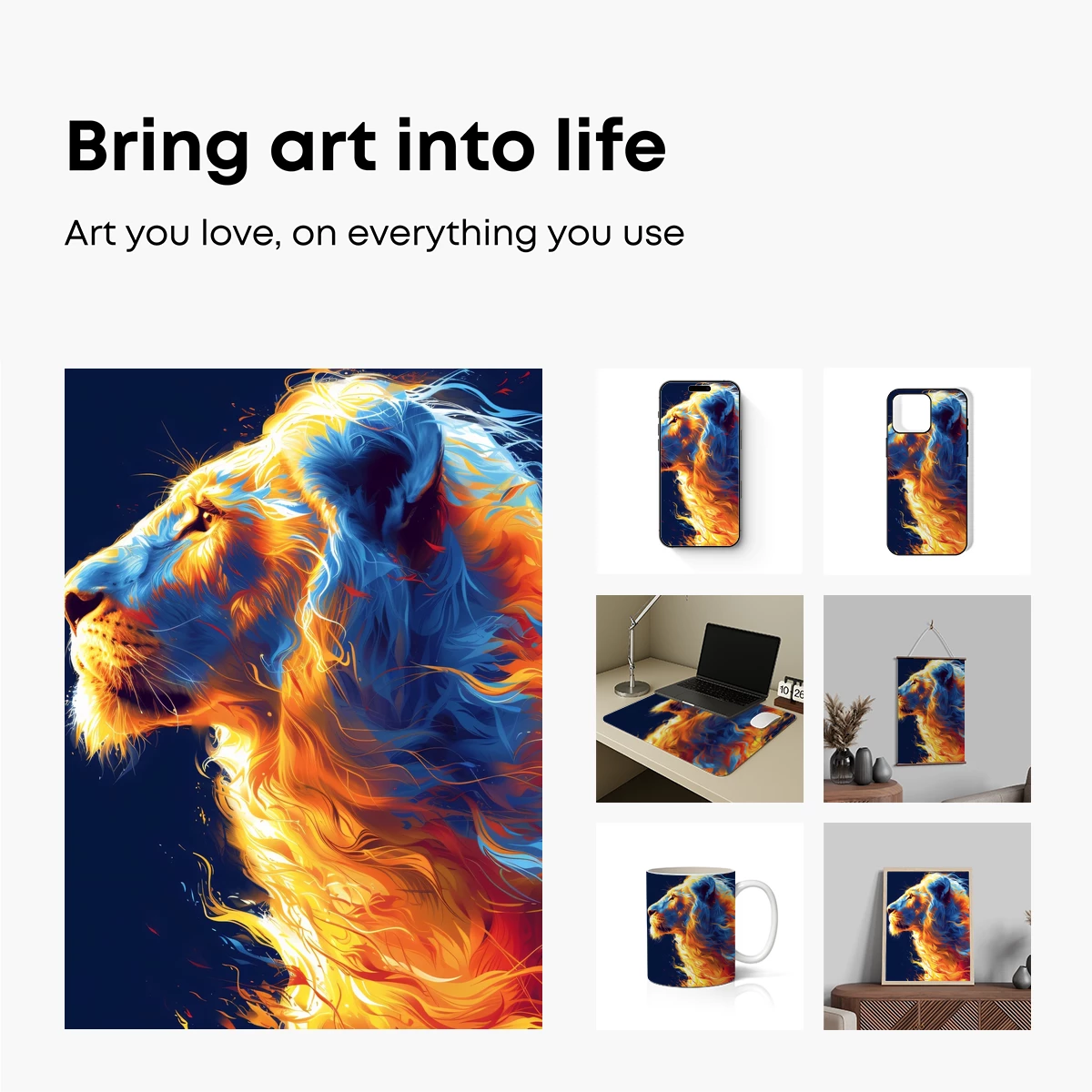 Fiery Lion's Roar: Abstract Fusion Art - Image 2