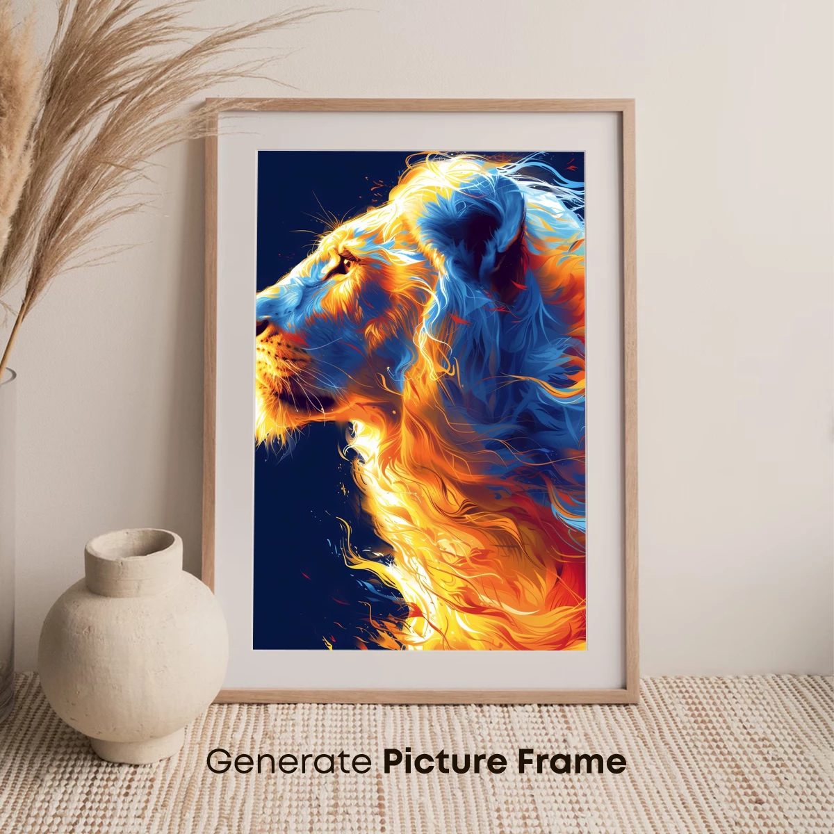 Fiery Lion's Roar: Abstract Fusion Art - Image 7