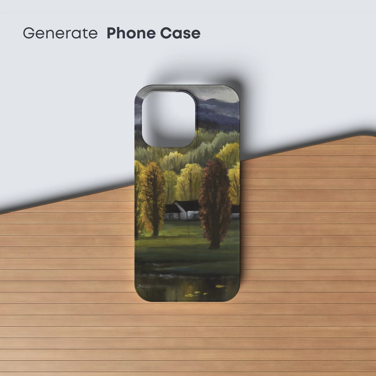 Autumnal Serenity: Barn Amidst Golden Trees - Image 3