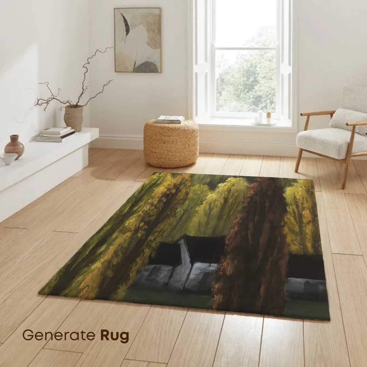 Autumnal Serenity: Barn Amidst Golden Trees - Image 6