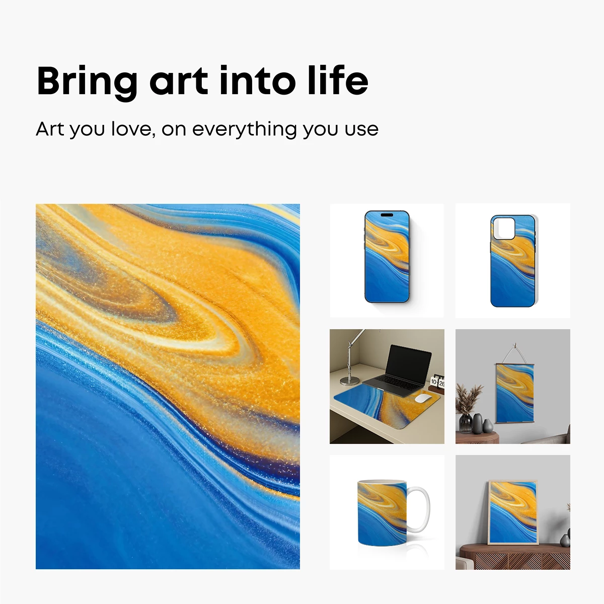 Golden Swirls in Azure Depths - Image 2