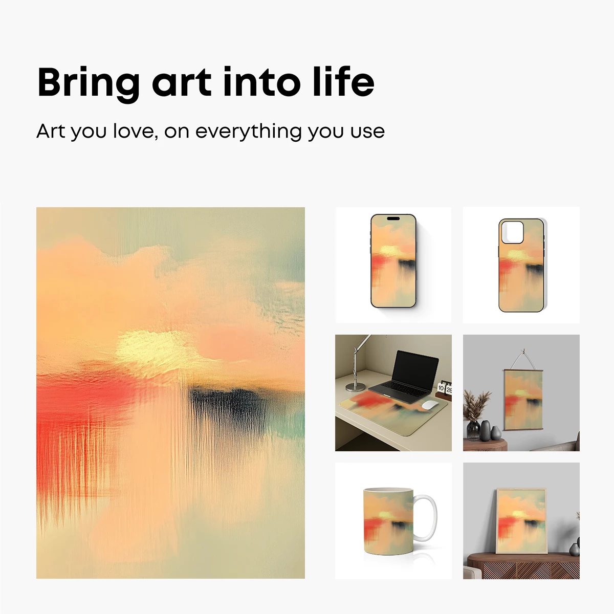 Abstract Sunset Symphony: Blended Clouds and Horizon