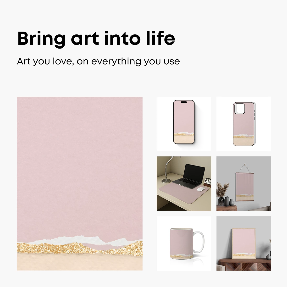 Golden Horizon: Pink and Glitter Landscape - Image 2