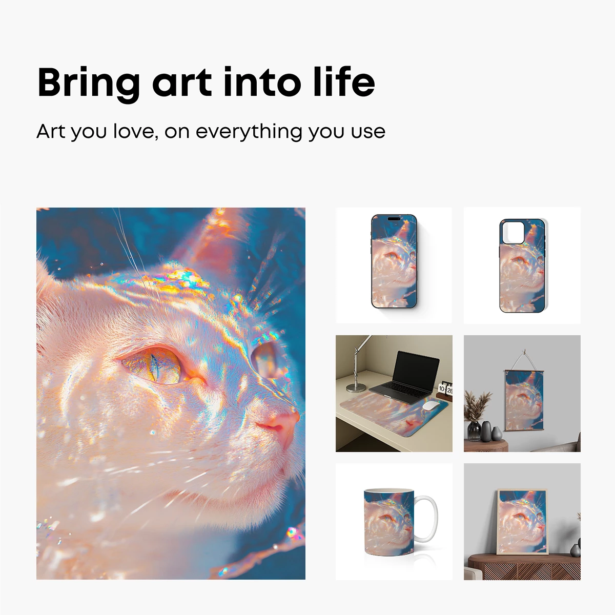 Iridescent Feline Dream: Ethereal Glow Art - Image 2