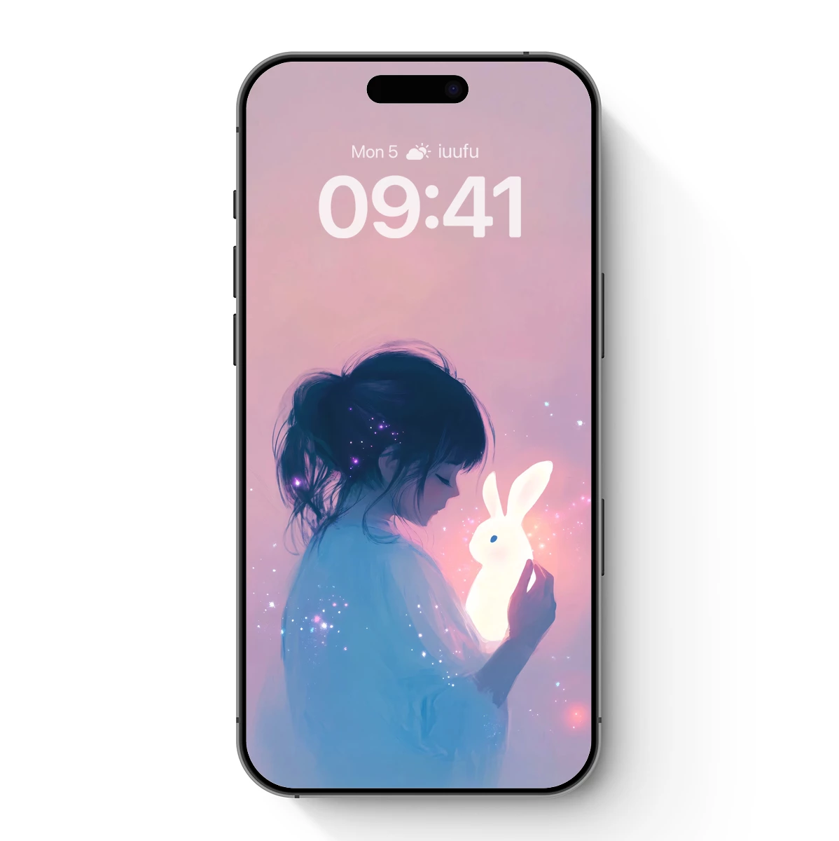 Glowing Bunny Embrace: Dreamy Pastel Fantasy