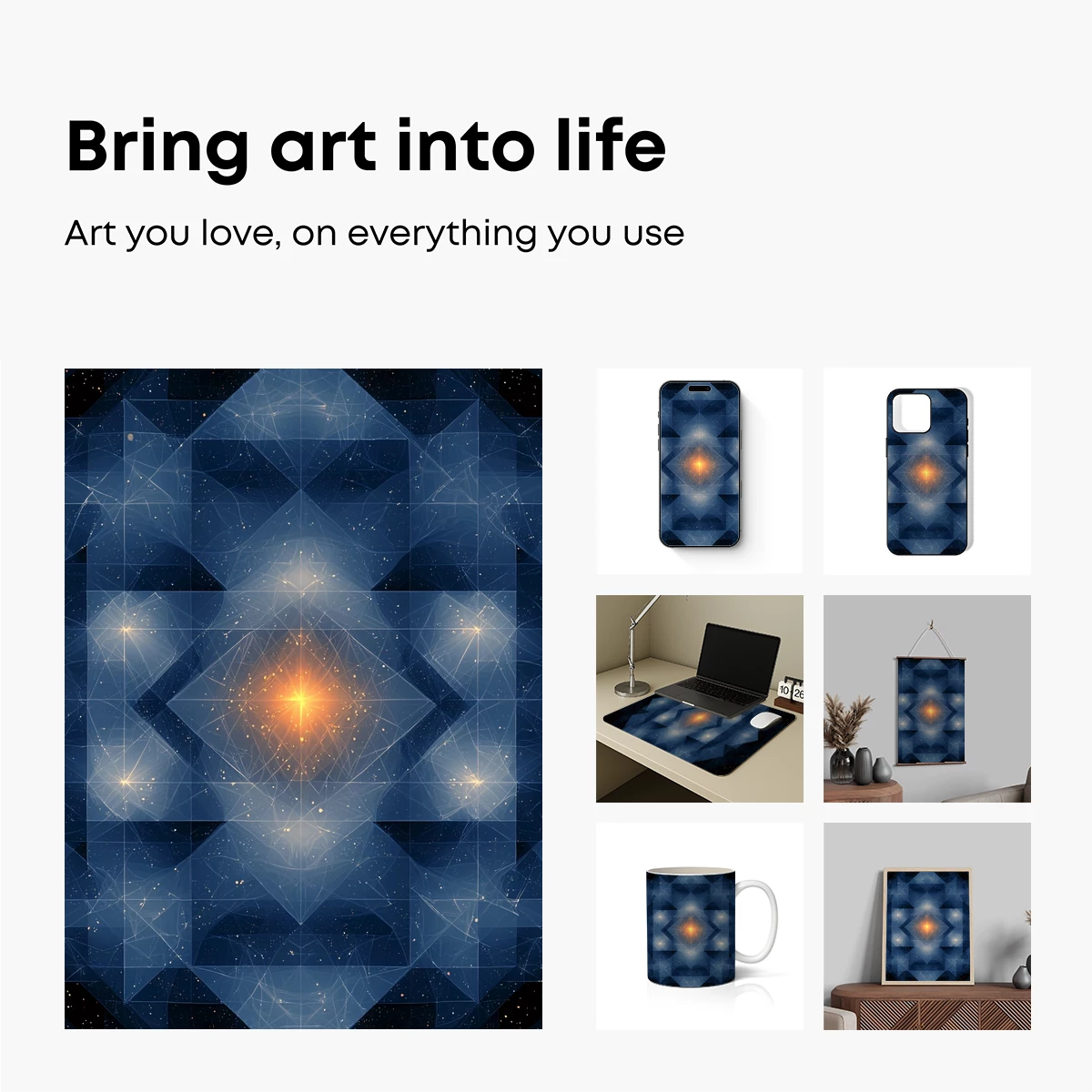Cosmic Geometric Symphony: Radiant Starlight Mandala - Image 2
