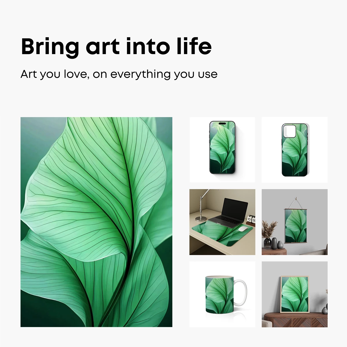 Elegant Green Leaf Symphony - Image 2